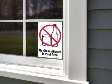 No Glass Allowed in Pool Area Sign or Sticker For Discount