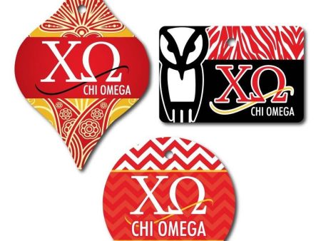 Chi Omega Ornament Set of 3 Shapes Online Sale