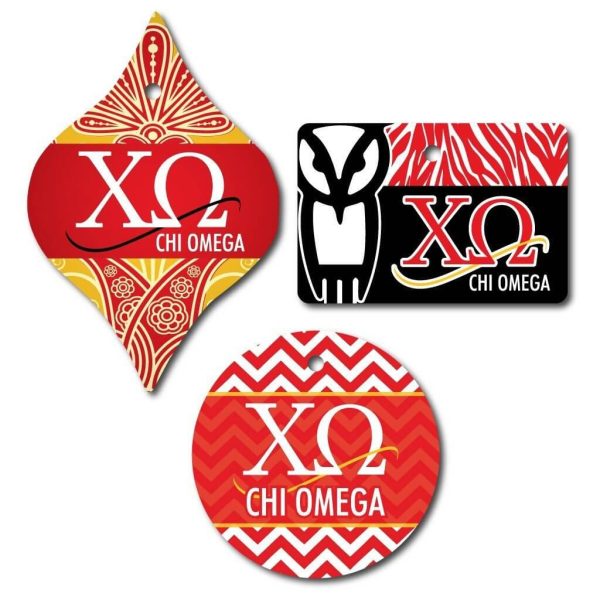 Chi Omega Ornament Set of 3 Shapes Online Sale