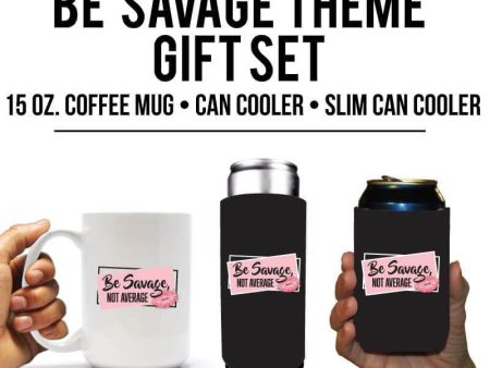 Be Savage not Average Mug & Can Cooler Gift Set Fashion