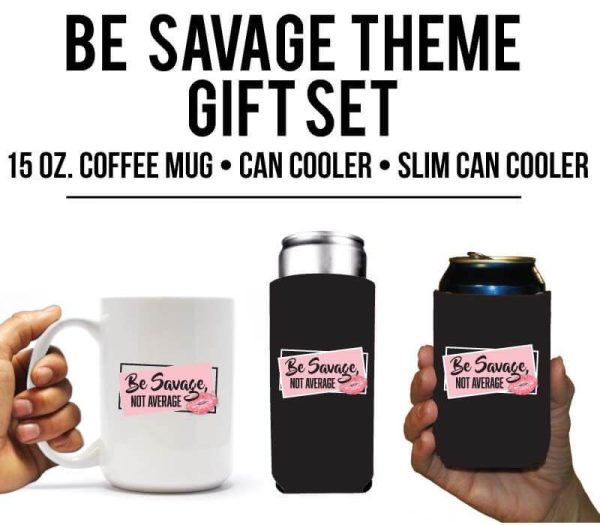 Be Savage not Average Mug & Can Cooler Gift Set Fashion