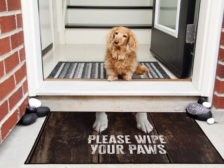 Please Wipe Your Paws Dog Doormat, 24x36 Inches, Tufted Loop Top, Durgan Rubber Backing, Black Band Edge Online Sale