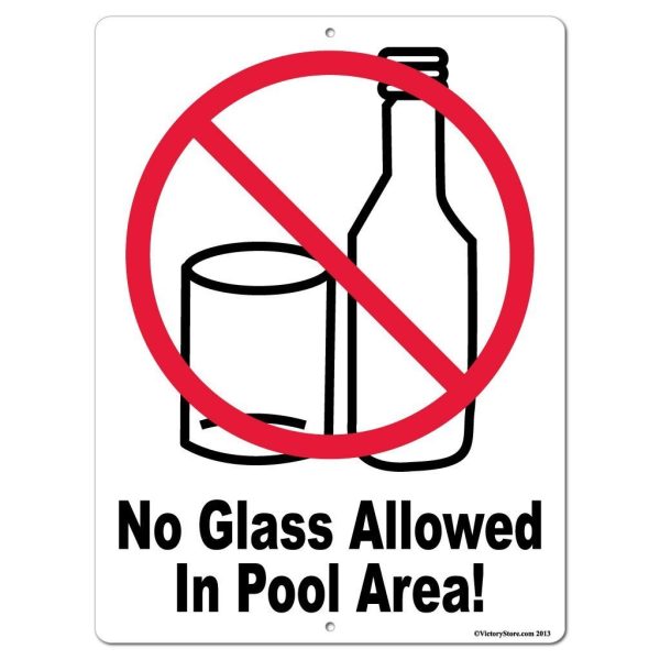 No Glass Allowed in Pool Area Sign or Sticker For Discount