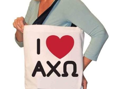 I Love Alpha Chi Omega Canvas Tote Bag Fashion