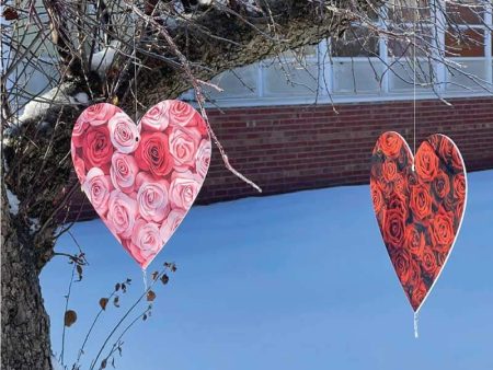 Hanging Rose Patterned Hearts Decorations Sale