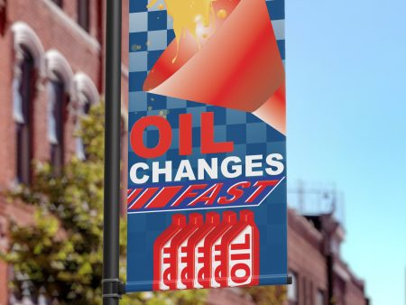 18 x36  Oil Changes Fast Street Pole Banner For Sale