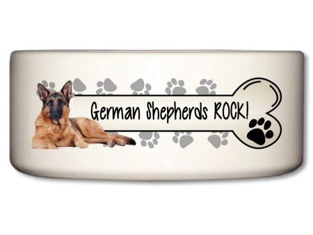 German Shepherds Rock Ceramic Dog Bowl For Sale