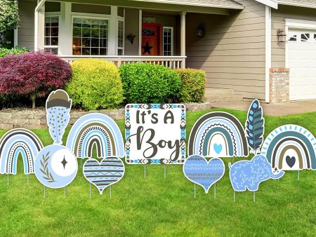 Boho Baby Boy Shower Yard Decorations, 11 Pieces Supply