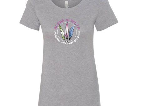 Alpha Xi Delta Feather Dream Catcher Women s Fitted Crew T-shirt Sale