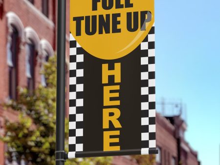 18 x36  Full Tune up Here Pole Banner For Cheap