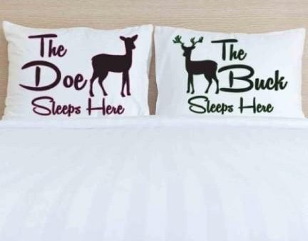 The Buck & The Doe Sleeps Here His and Hers Pillow Case Set Online now