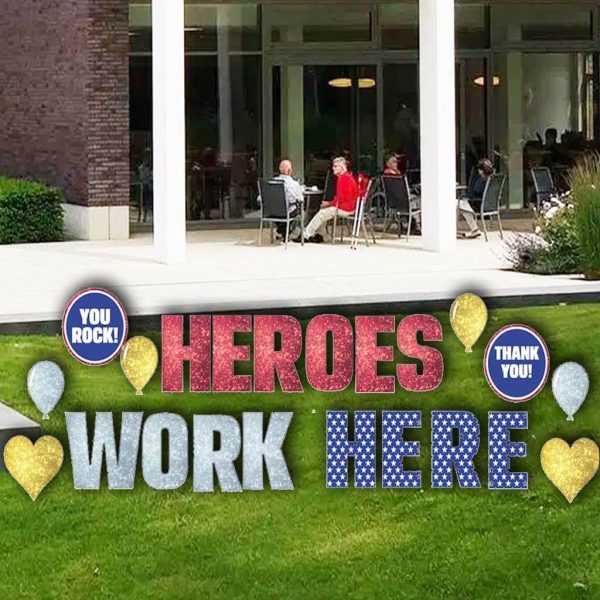 Heroes Work Here Yard Letter Cards 22 pc set For Cheap