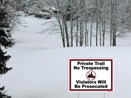 Snowmobile Private Trail No Trespassing Sign or Sticker - #9 Fashion