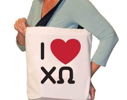 I Love Chi Omega Canvas Tote Bag For Cheap