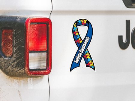 3.5 x 7.5 Autism Awareness Ribbon Car Magnet For Discount