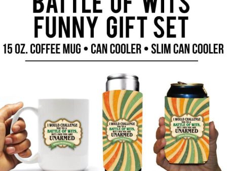 Battle of Wits Funny Coffee Mug & Can Cooler William Shakespeare Gift Set Fashion