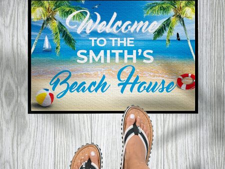 Welcome to The Custom Name Beach House Doormat For Cheap