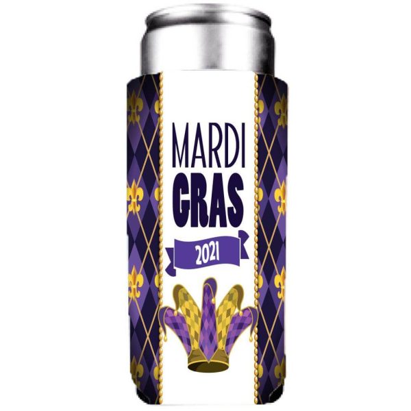 Custom Mardi Gras Banner & Can Cooler Set Fashion