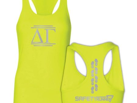 Delta Gamma Neon Yellow SafetyRunner Ladies Performance Racerback Tank Supply