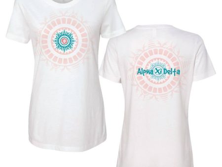 Alpha Xi Delta Full Tribal Monogram Fitted Crew T-shirt Hot on Sale