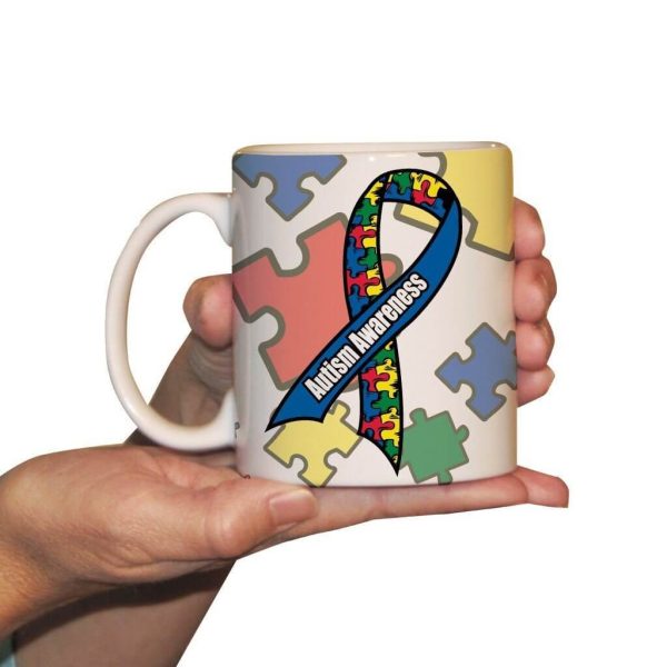 Autism Awareness Blue Ribbon Coffee Mug For Sale