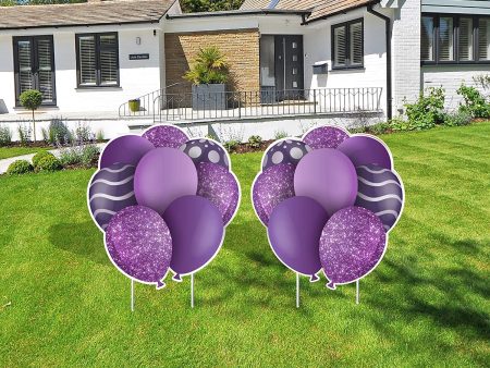 23.5  Purple Balloon Bouquets EZ Filler Yard Cards Set Sale