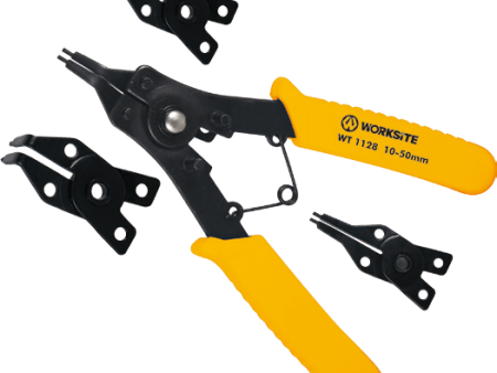 Worksite Pro. 4-in-1 Snap Ring Plier 10-50mm Combination Clip Retaining, Multifunctional, Interchangeable. A plier with replaceable head, easy to use. The perfect choice for any job around the house or at the construction site.-WT1128 on Sale