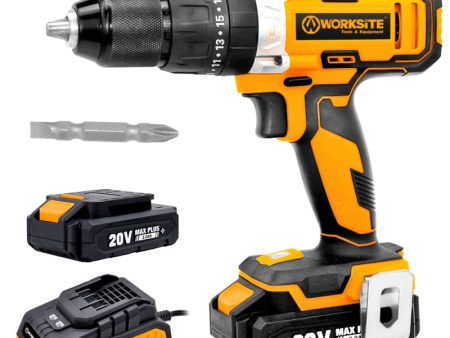 WORKSITE Power Hammer Screwdriver Drills Machine Drilling Tools 20V Lithium Battery Screw Driver Cordless Hammer Drill Driver- CD334H Hot on Sale