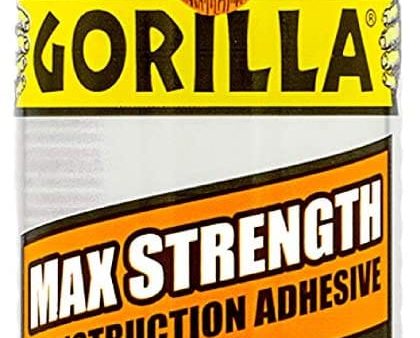 Gorilla Max Strength Clear Construction Adhesive, 9 ounce Cartridge, (Pack of 1) BONDS: Glass, Ceramic, Stone, Tile, Wet Surfaces, Landscaping, Decks, Trim Molding, Metal, and More!- 8212302 Fashion